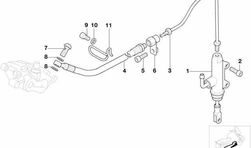 Tubería de freno delantera OEM 34322335705 para motos BMW R1100S, R1100RS. Original BMW Motorrad.