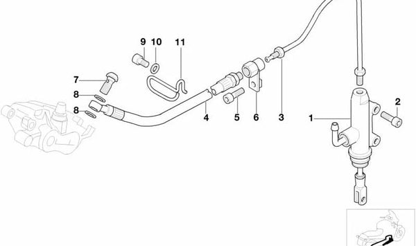 Tubería de freno delantera OEM 34322335705 para motos BMW R1100S, R1100RS. Original BMW Motorrad.