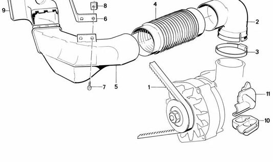 Tube d'admission à l'air (Schnorchel) OEM 12311716005 pour BMW E32. Pièce BMW originale.