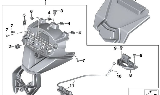 Soporte de matrícula OEM 46627697192 para motos BMW R1200R (K27) 2006-2014. Original BMW Motorrad.