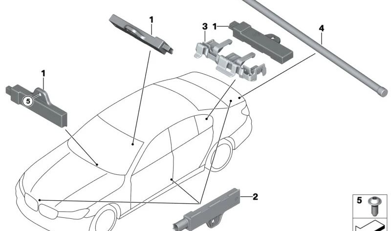 Antena Exterior Acceso Confort para BMW Serie 1 F20, F21, F52, Serie 2 F22, F23, F45, F46, F87, Serie 3 F30, F31, F34, F35, F80, Serie 4 F32, F33, F36, F82, F83, Serie 5 F07, F10, F11, F18, F90, G30, G31, G38, Serie 6 F06, F12, F13, G32, Serie 7 F01, F02,