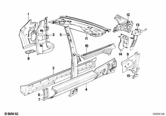 Left cover for BMW 3 Series E30 (OEM 41351935897). Original BMW.