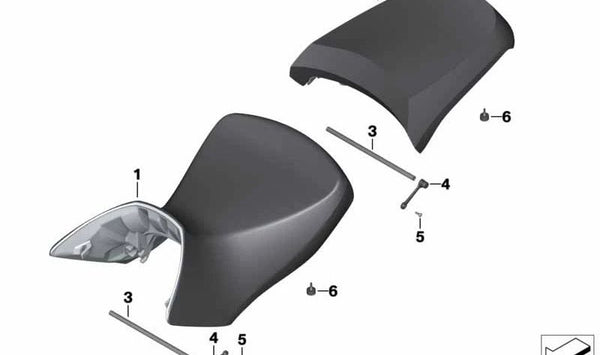 Asiento delantero aluminio/negro OEM 52537698246 para BMW Motorrad R 1200 GS y R 1200 GS Adventure (RK25). Compatible con modelos 2006-2013. Original BMW Motorrad.