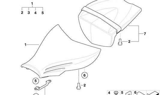 Asiento delantero rojo OEM 52537696563 para motos BMW R1200S, HP2 Sport. Original BMW Motorrad.