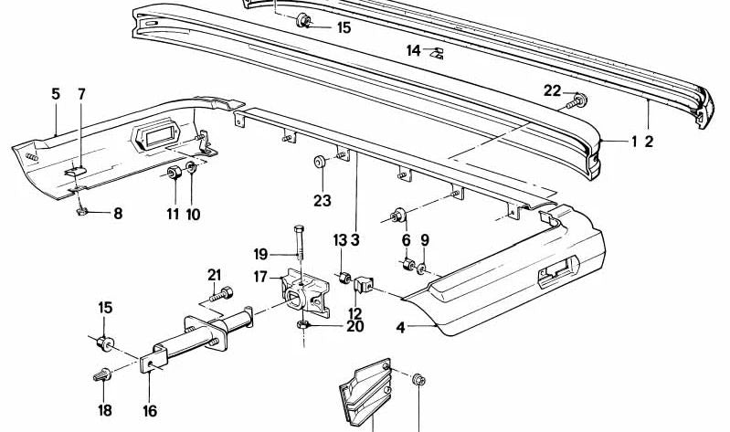 Soporte amortiguador de parachoques OEM 51111882739 para BMW E30, E28. Pieza original BMW. Ideal para reparar o reemplazar el soporte del parachoques delantero o trasero.