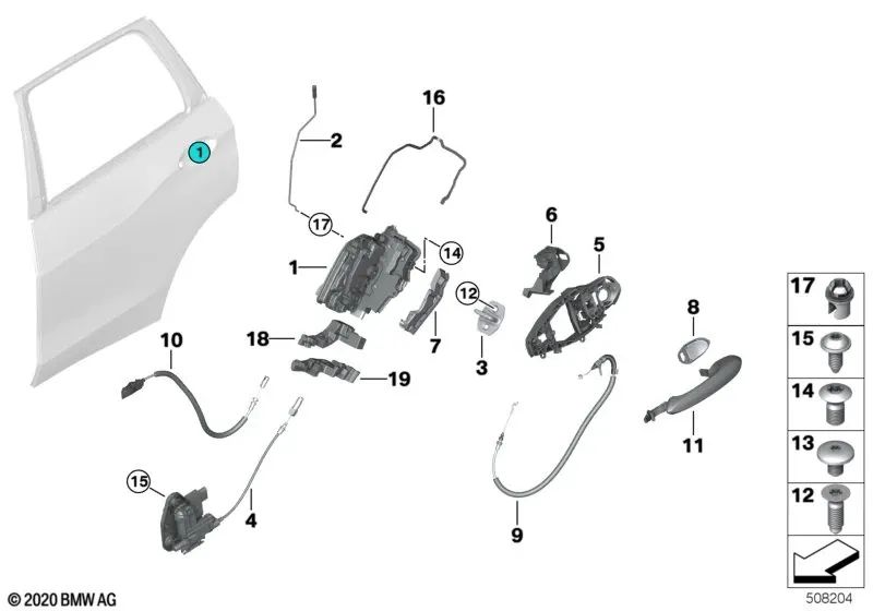 Adaptador soporte trasero izquierdo para BMW F95, G05, F95N, G05N (OEM 51228497639). Original BMW