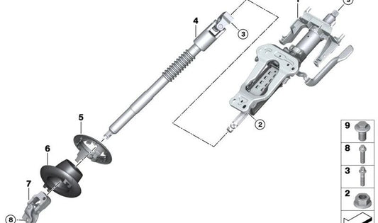 Steering shaft for BMW I01, I01N (OEM 32306864556). Original BMW