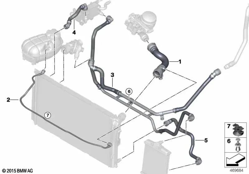 Kältemittel -Kühlerrohr für BMW 2 F87 -Serie, F87N (OEM 17127853793). Original BMW