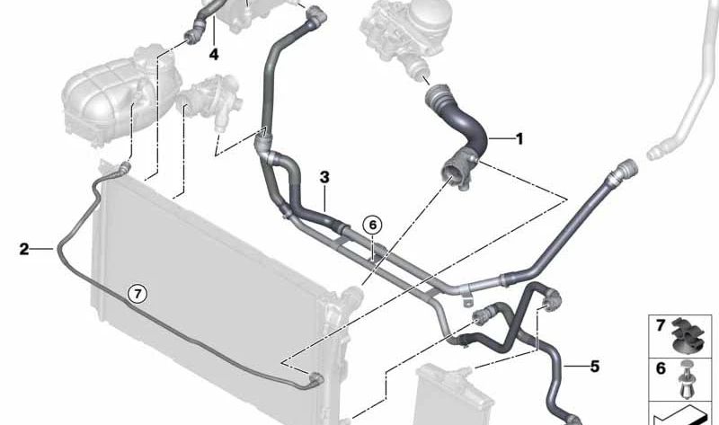 Kältemittelschlauch für BMW Serie 1, 2, 3 und 4. Modelle F20, F21, F22, F23, F30, F31, F32, F33, F34, F35, F36, F87. Original BMW.