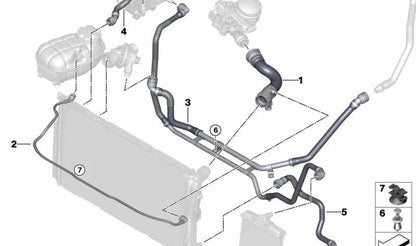 Le tuyau de réfrigérant pour la série BMW 1 F20, F21, série 2 F22, F23, F87, 3 Série F30, F31, F34, 4 F32 Series, F33, F36 (OEM 17127604542). BMW d'origine