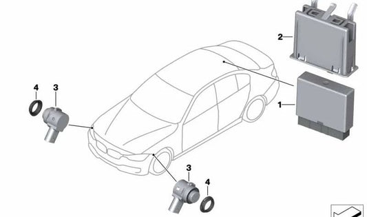 Sensor de aparcamiento ultrasónico en azul Estoril OEM 66209336911 para BMW F22, F39, F45, F45N, F46, F46N, F48, F48N, F49, F49N. Original BMW.