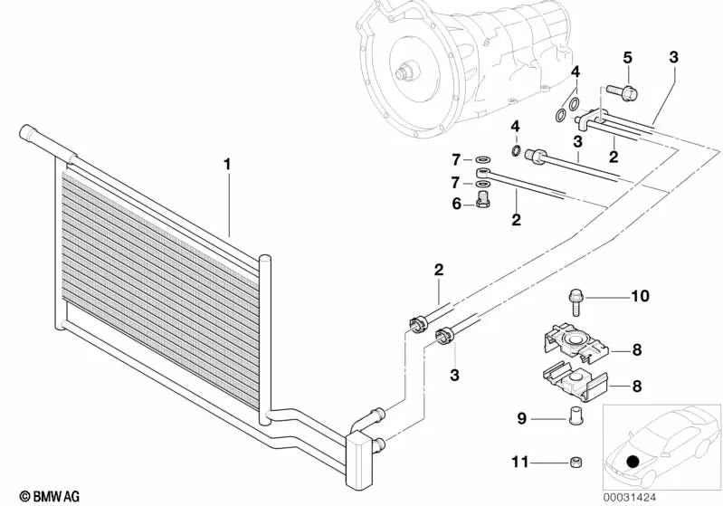 BMW Ölkühlerrücklaufrohr 5 E39 (OEM 1722248054). Original BMW