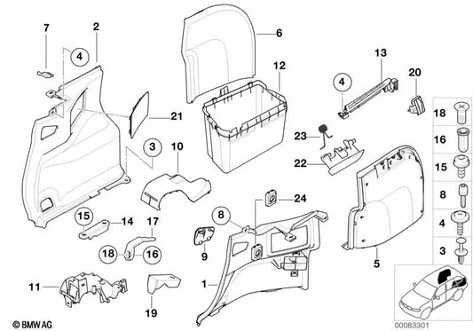 Right side panel for BMW 3 Series E46 (OEM 51478256546). Original BMW.