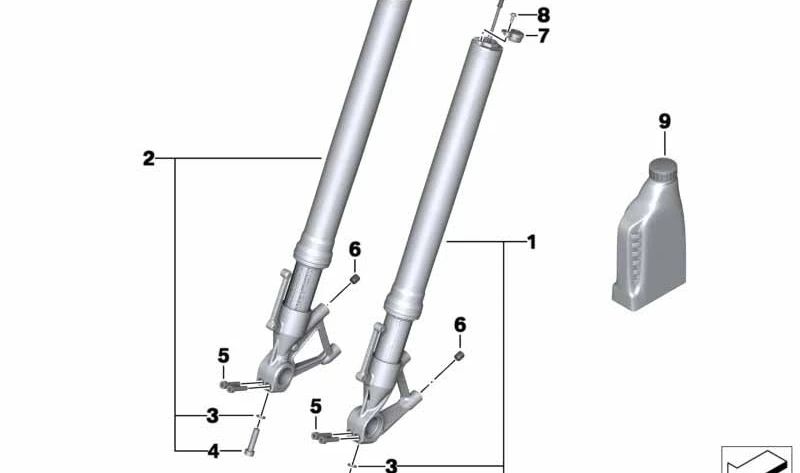 Rama de horquilla delantera izquierda OEM 31428528789 para motos BMW HP4 K42 (2012-2014). Original BMW Motorrad.