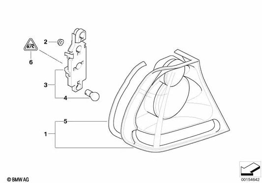 Suporte da lâmpada com luz traseira para BMW 3 E46 Series (OEM 63216918928). BMW original