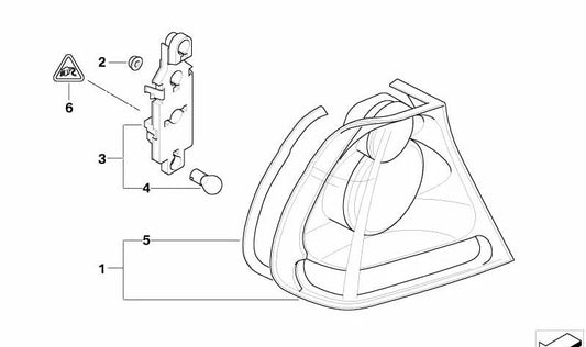 Porta lámparas con luz antiniebla trasera OEM 63216913847 para BMW E46 {316ti, 318ti, 318td} {Modelos compatibles: AT11, AT51, AT52, AT61, AT62, EZ31, EZ51, EZ61, AT91, AU51}. Original BMW.