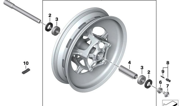 Rueda delantera OEM 36318504042 para BMW Motorrad R1200GS, R1200GS Adventure, R1250GS, R1250GS Adventure. Original BMW.