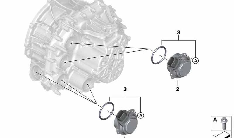 Actuador de embrague con refrigeración OEM 28008486550 para BMW F40, F44, F45, F46, F48, F49, F39, F55, F56, F57, F54, F60. Original BMW.