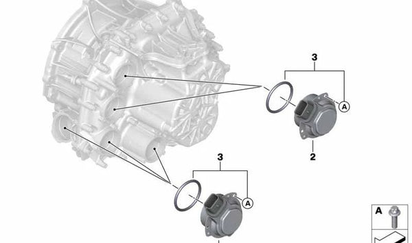 Actuador de embrague con refrigeración OEM 28008486550 para BMW F40, F44, F45, F46, F48, F49, F39, F55, F56, F57, F54, F60. Original BMW.