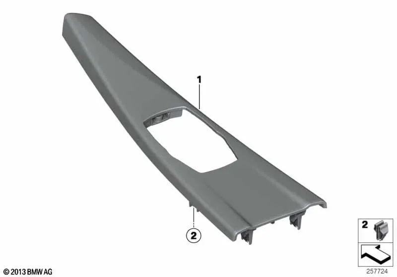 Center console decorative trim for BMW 3 Series F30N, F31N, F34N, 4 Series F32N, F36N (OEM 51456818789). Original BMW