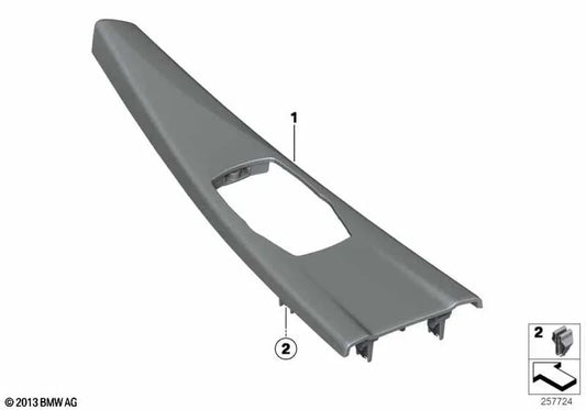 Center console decorative trim for BMW 3 Series F30N, F31N, F34N, 4 Series F32N, F36N (OEM 51456818789). Original BMW