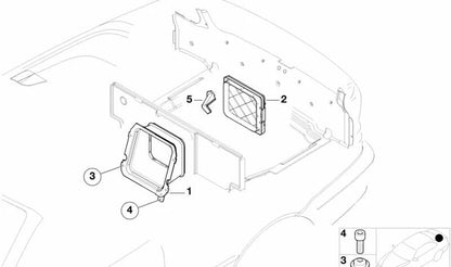 Cubierta Subwoofer OEM 72607035851 para BMW E46. Original BMW.