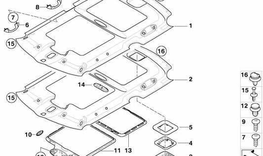 Agarradero trasero derecho Panther Black OEM 51167136030 para MINI R50, R52, R53. Original MINI.