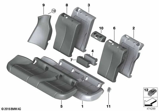 Rücksitzabdeckung für BMW 4 F36N -Serie (OEM 52207479694). Original BMW.