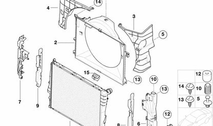 OEM Kühlerlüftergehäuse 1711228943 für BMW E46. Original BMW Stück.