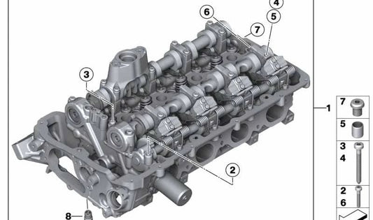 Culata con tren de válvulas OEM 11122118178 para BMW F10, F06, F12, F13, F85, F86. Original BMW.