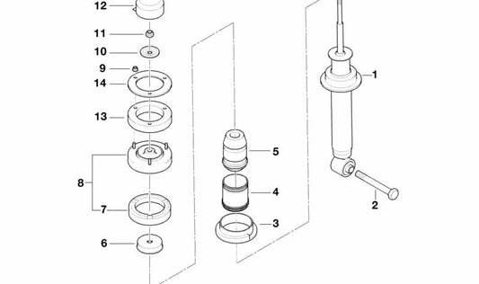 Amortiguador trasero OEM 33521093847 para BMW E39 (Todos los modelos compatibles: 520i, 523i, 525i, 528i, 530i, 535i, 540i, M5). Original BMW.