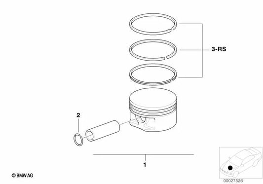 Mahle Piston for BMW Series 5 E39, Z8 E52 (OEM 11257843744). Genuine BMW