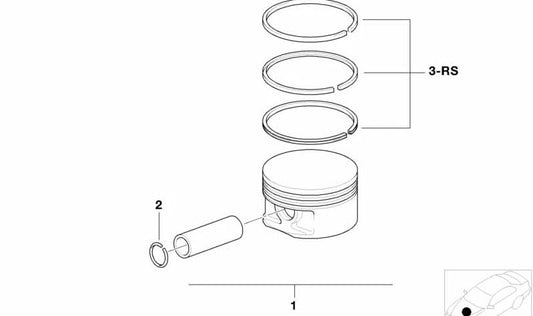 Juego de segmentos de pistón (+0,20) OEM 11257840942 para BMW E90, E90N, E92, E92N, E93, E93N, E60, E61N, E63, E64. Original BMW.