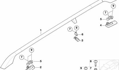 Soporte intermedio derecho para baca de techo OEM 51138203394 para BMW E36, E46, E34, E39, E32, E38, E53, Z3. Original BMW.