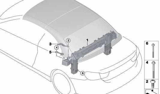 Soporte derecho para rejilla decorativa OEM 54627316718 para BMW F33 y F83. Pieza original BMW.