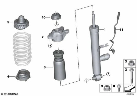 Assorbitore di ammortizzatore VDC posteriore per BMW G23 (OEM 37105A21C87). BMW originale.
