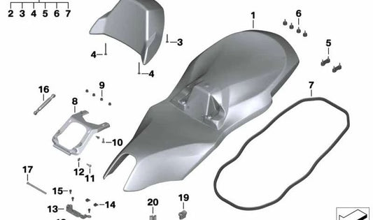 Respaldo trasero OEM 52537724950 para BMW Motorrad C 650 GT (K19). Original BMW Motorrad.