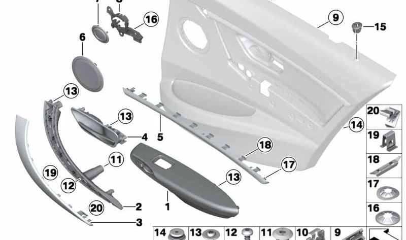 Moldura decorativa trasera derecha OEM 51427393478 para BMW F30, F31. Original BMW.