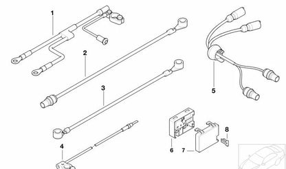 Cable positivo de batería OEM 12421733932 para BMW E38 750i y 750iL {GG01, GG02, GG21, GG22, GJ01, GJ02, GJ03, GK21, GK22, GK23}. Longitud: 425 mm. Original BMW.