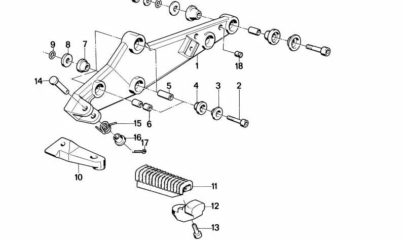 Reposapiés izquierdo OEM 46711451689 para motos BMW K100, K100 RS, K100 RT, K100 LT (K589). Original BMW Motorrad.
