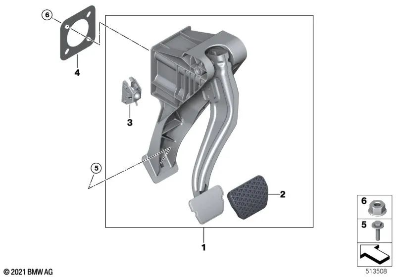 Set di pedale completo per BMW I Serie I20 (OEM 35006893659). BMW originale