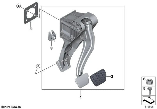 Complete pedal assembly for BMW i Series I20 (OEM 35006893659). Genuine BMW
