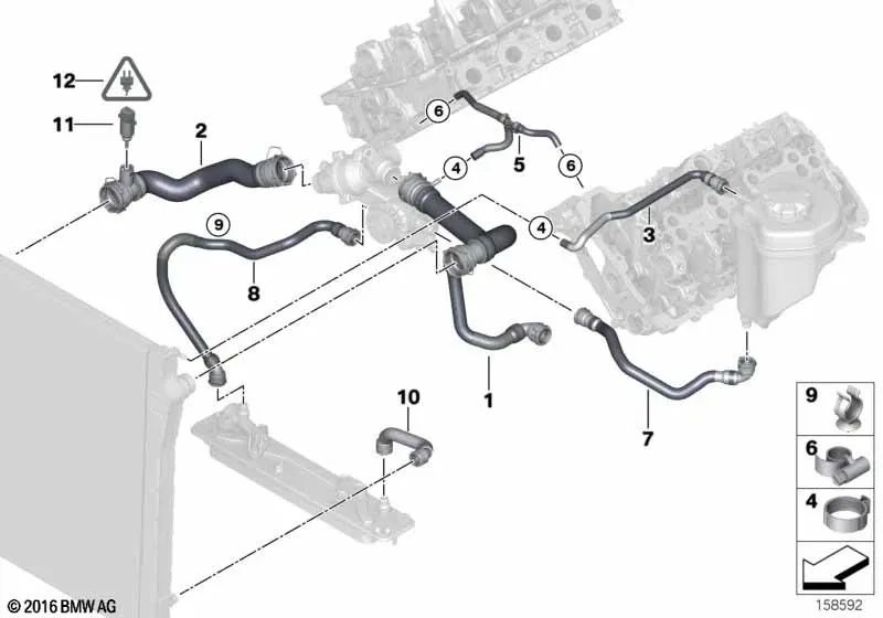 Manguera de Refrigerante para BMW X5 E70 (OEM 17127536232). Original BMW