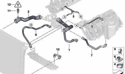 Manguera de refrigerante OEM 17127544549 para BMW E70, E71. Original BMW.