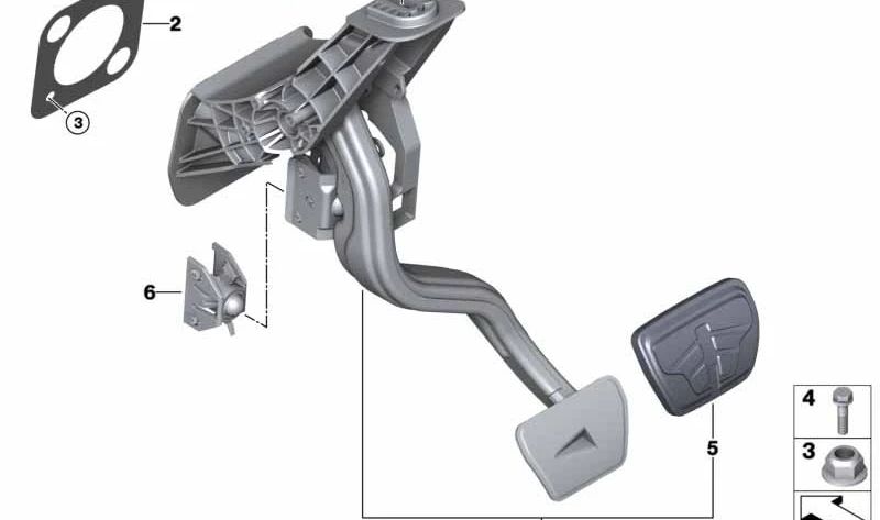 Pedal de freno completo OEM 35006861771 para BMW F90 (M5, M5 CS) y G30 (518d, 520d). Compatible con transmisión automática y manual. Original BMW.