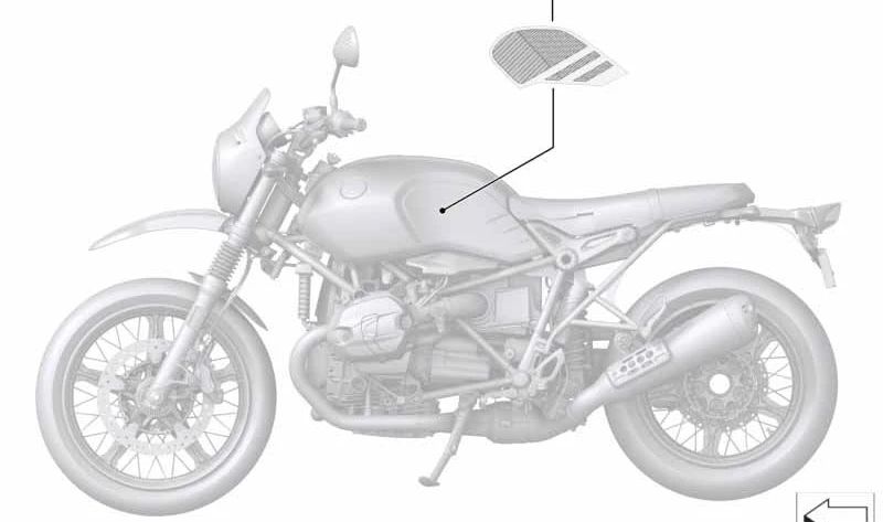 Decoração direita OEM 16118354980 para BMW Motorrad R nineT Urban G/S (03/2016 - 07/2020). Originais BMW Motorrad.