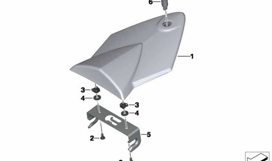 Puente de fijación asiento acompañante OEM 52537715988 para motos BMW HP4, S 1000 RR. Original BMW Motorrad.