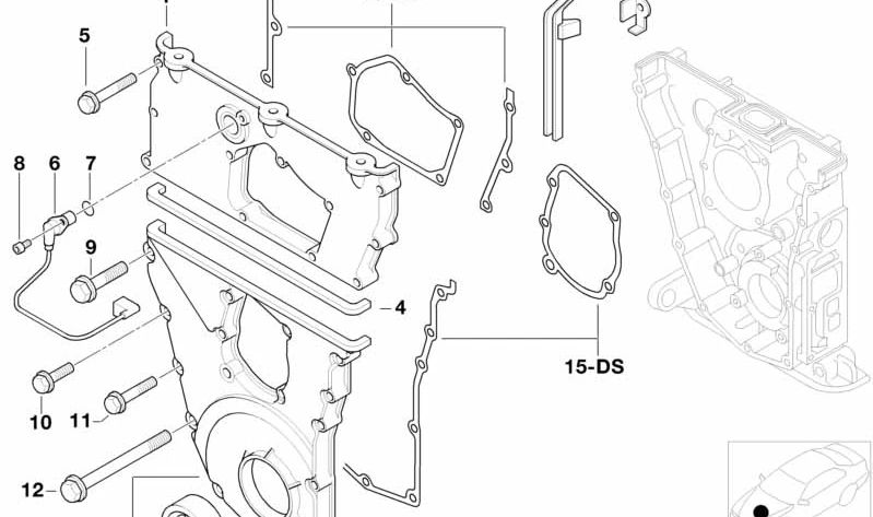 Juego de juntas para tapa cadena OEM 11141721802 para BMW E30 318is y E36 318is (M42, manual y automático). Asbestos free. Original BMW.