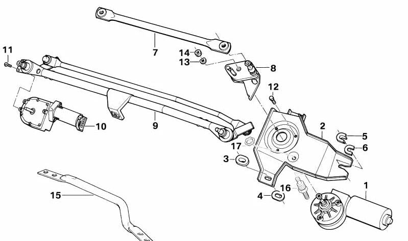 Wiper mechanism OEM 61611383445 for BMW 8 Series (E31). Original BMW.