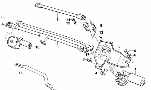 Wiper mechanism OEM 61611383445 for BMW 8 Series (E31). Original BMW.
